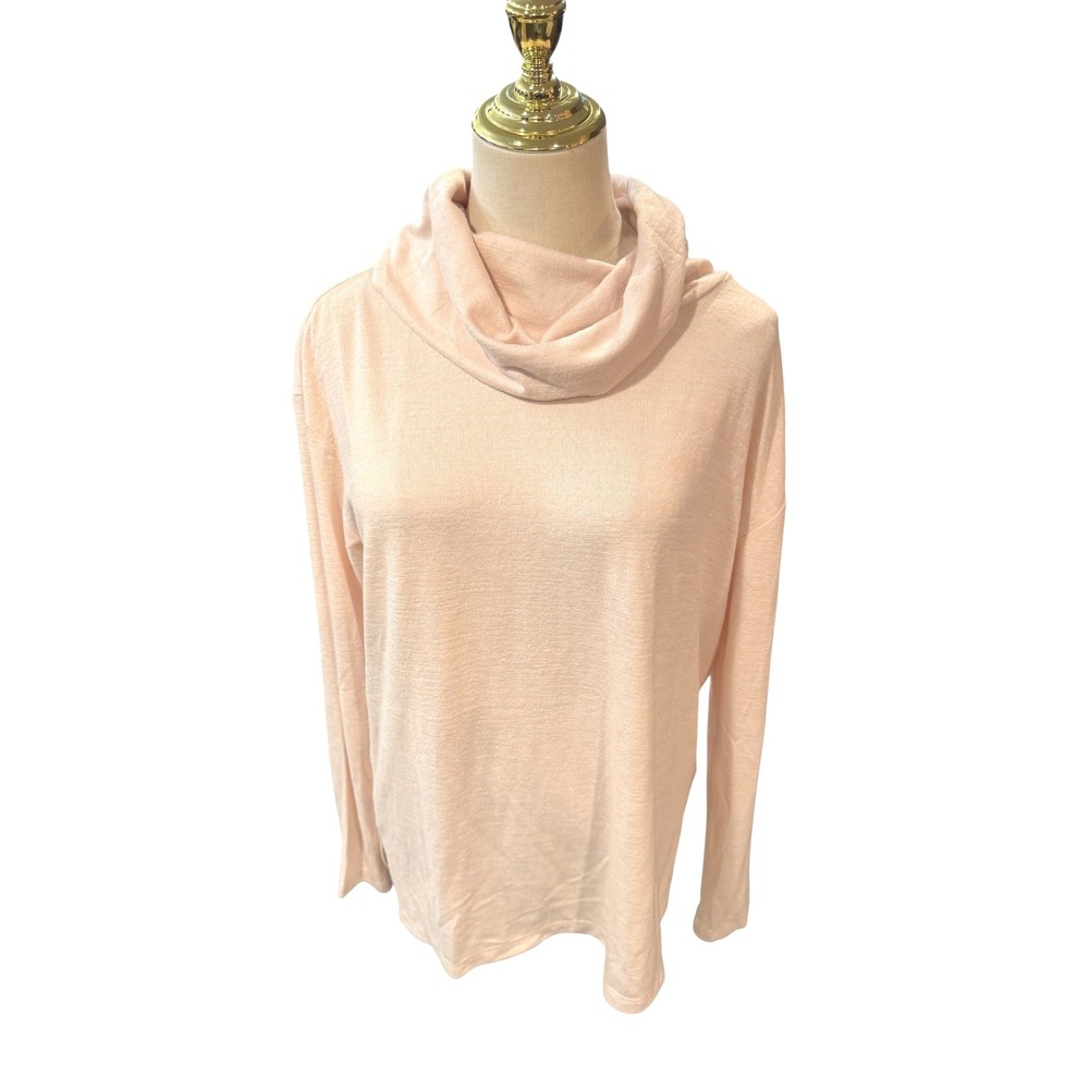 Gap Factory Womens Cowl Neck Long‎ Sleeve Top Peach Pink M Soft NWT minimalist